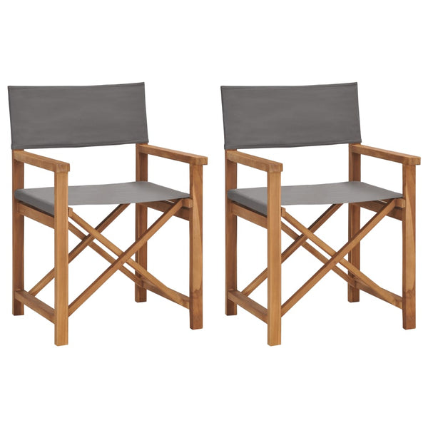 Regiestühle 2 Stk. Massivholz Teak Grau