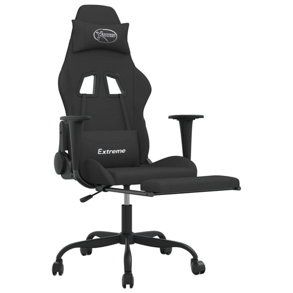 Gaming-Stuhl mit Fußstütze Schwarz Stoff