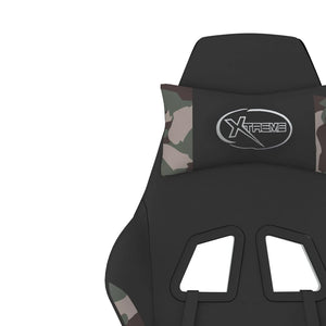 Gaming-Stuhl mit Fußstütze Schwarz und Tarnfarben Stoff