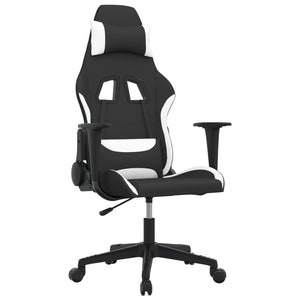 Gaming-Stuhl Schwarz und Weiß Stoff