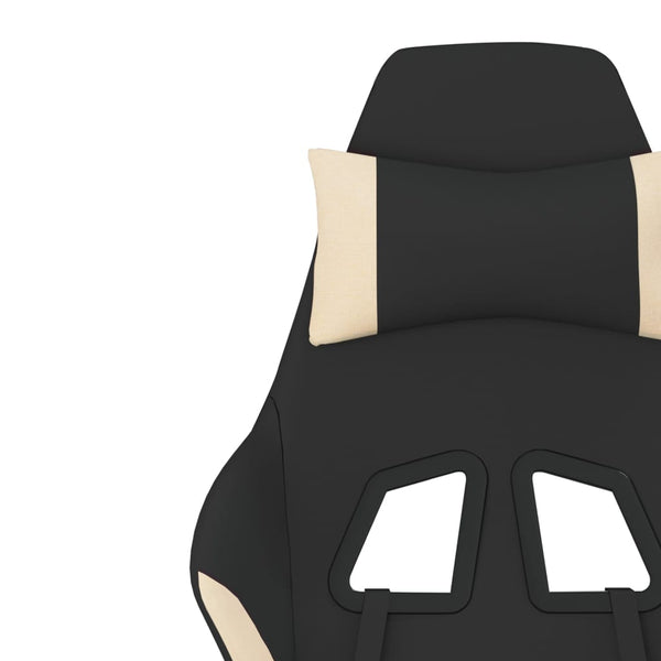 Gaming-Stuhl mit Fußstütze Schwarz und Creme Stoff