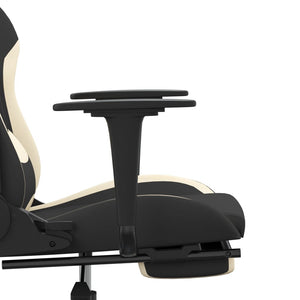 Gaming-Stuhl mit Fußstütze Schwarz und Creme Stoff