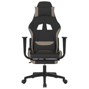 Gaming-Stuhl mit Fußstütze Schwarz und Taupe Stoff