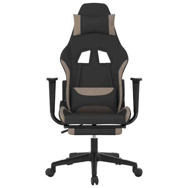 Gaming-Stuhl mit Fußstütze Schwarz und Taupe Stoff
