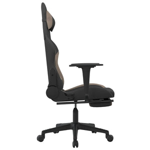 Gaming-Stuhl mit Fußstütze Schwarz und Taupe Stoff