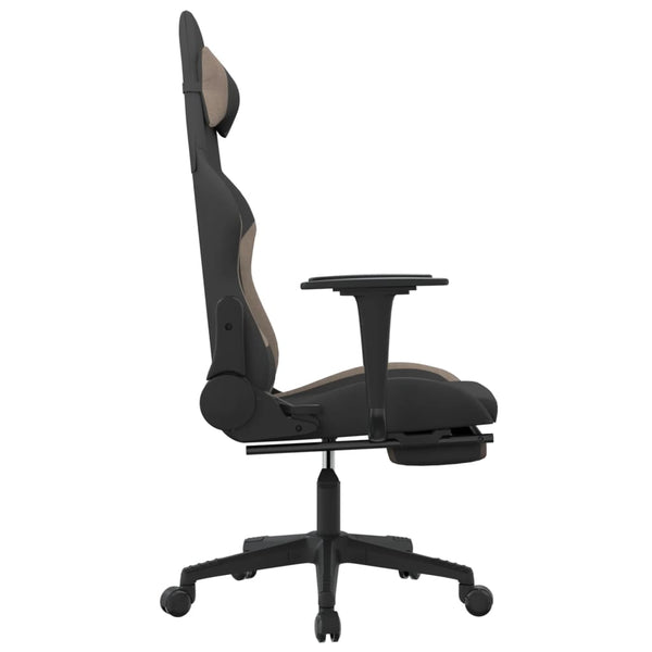 Gaming-Stuhl mit Fußstütze Schwarz und Taupe Stoff