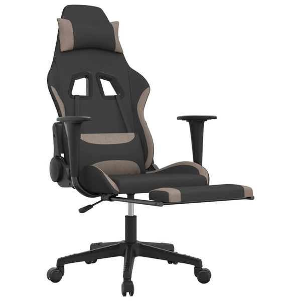 Gaming-Stuhl mit Fußstütze Schwarz und Taupe Stoff