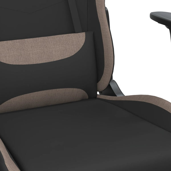 Gaming-Stuhl mit Fußstütze Schwarz und Taupe Stoff