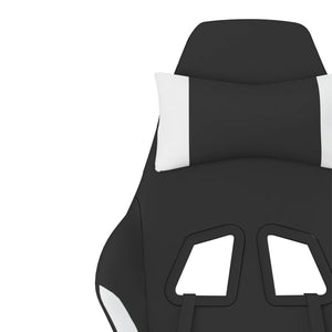 Gaming-Stuhl mit Fußstütze Schwarz und Weiß Stoff
