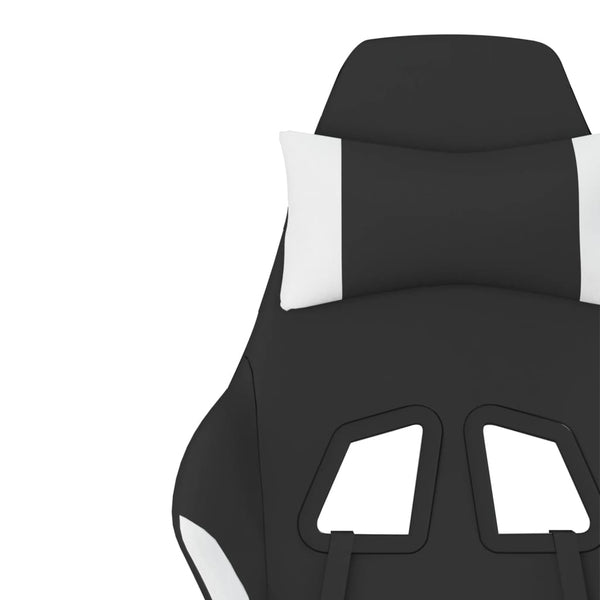 Gaming-Stuhl mit Fußstütze Schwarz und Weiß Stoff