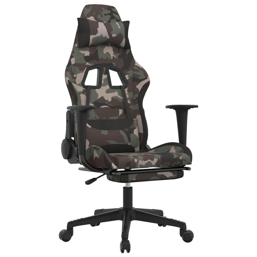 Gaming-Stuhl mit Fußstütze Tarnfarben und Schwarz Stoff
