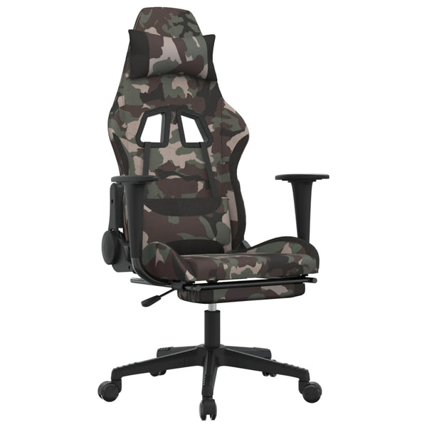 Gaming-Stuhl mit Fußstütze Tarnfarben und Schwarz Stoff