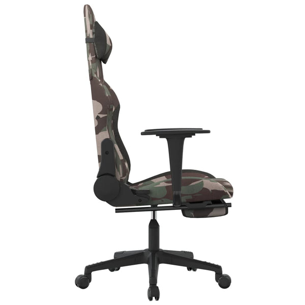Gaming-Stuhl mit Fußstütze Tarnfarben und Schwarz Stoff