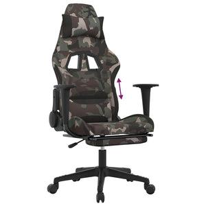 Gaming-Stuhl mit Fußstütze Tarnfarben und Schwarz Stoff