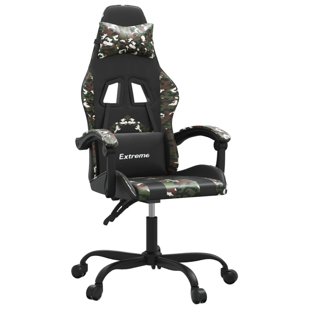 Gaming-Stuhl Schwarz und Tarnfarben Kunstleder