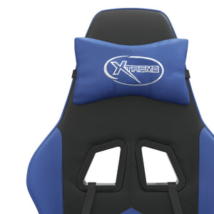Gaming-Stuhl mit Fußstütze Schwarz und Blau Kunstleder
