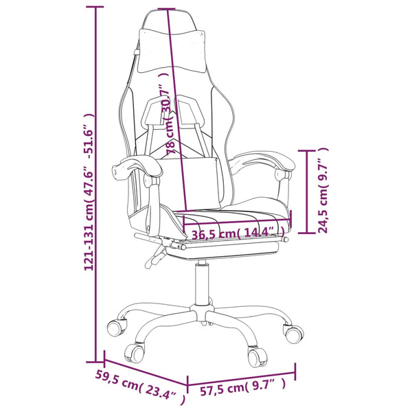 Gaming-Stuhl mit Fußstütze Schwarz und Blau Kunstleder
