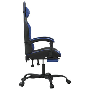 Gaming-Stuhl mit Fußstütze Schwarz und Blau Kunstleder
