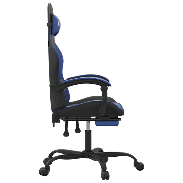 Gaming-Stuhl mit Fußstütze Schwarz und Blau Kunstleder
