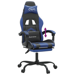 Gaming-Stuhl mit Fußstütze Schwarz und Blau Kunstleder