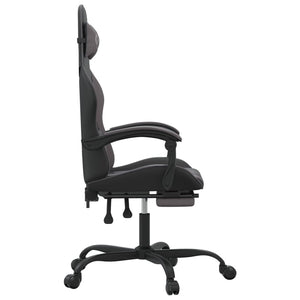 Gaming-Stuhl mit Fußstütze Schwarz und Grau Kunstleder