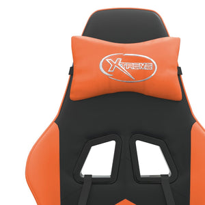 Gaming-Stuhl mit Fußstütze Schwarz und Orange Kunstleder