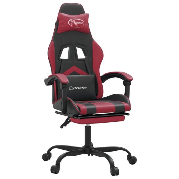 vidaXL Chaise de jeu avec repose-pieds Similicuir noir et bordeaux