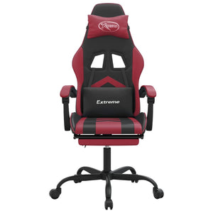 vidaXL Chaise de jeu avec repose-pieds Similicuir noir et bordeaux