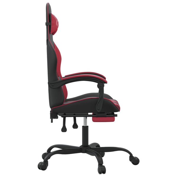 vidaXL Chaise de jeu avec repose-pieds Similicuir noir et bordeaux