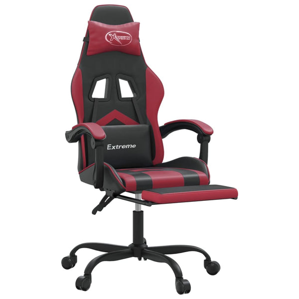 vidaXL Chaise de jeu avec repose-pieds Similicuir noir et bordeaux