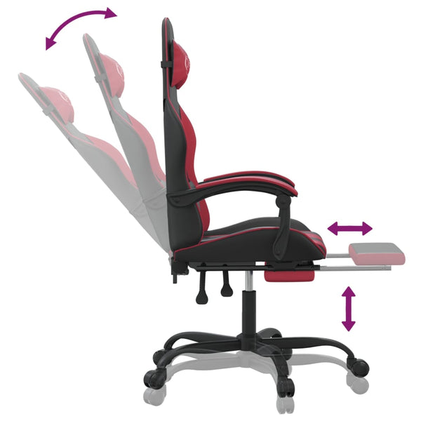 vidaXL Chaise de jeu avec repose-pieds Similicuir noir et bordeaux