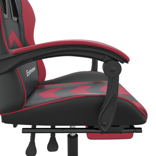 vidaXL Chaise de jeu avec repose-pieds Similicuir noir et bordeaux