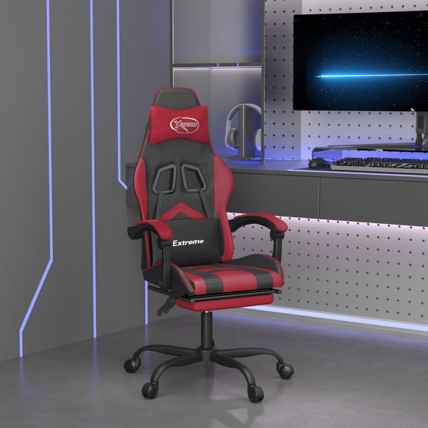 vidaXL Chaise de jeu avec repose-pieds Similicuir noir et bordeaux