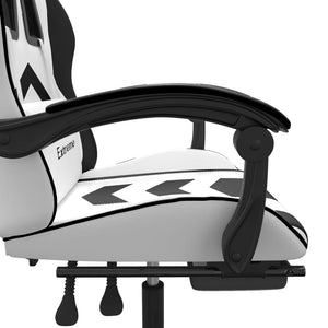 Gaming-Stuhl mit Fußstütze Weiß und Schwarz Kunstleder