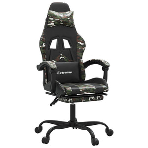 Gaming-Stuhl mit Fußstütze Schwarz und Tarnfarben Kunstleder