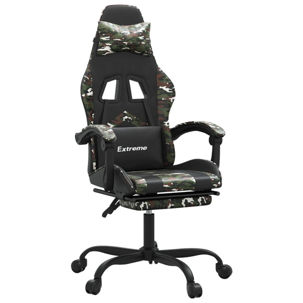 Gaming-Stuhl mit Fußstütze Schwarz und Tarnfarben Kunstleder