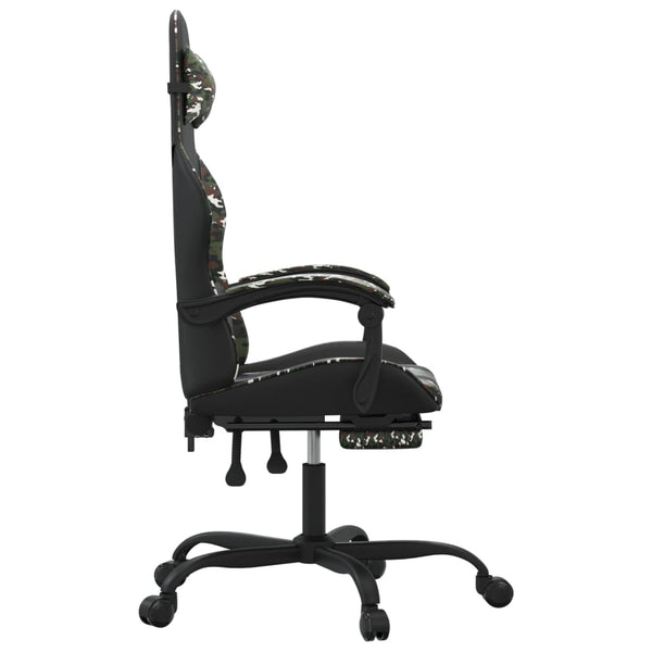 Gaming-Stuhl mit Fußstütze Schwarz und Tarnfarben Kunstleder
