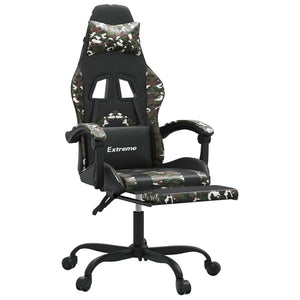 Gaming-Stuhl mit Fußstütze Schwarz und Tarnfarben Kunstleder