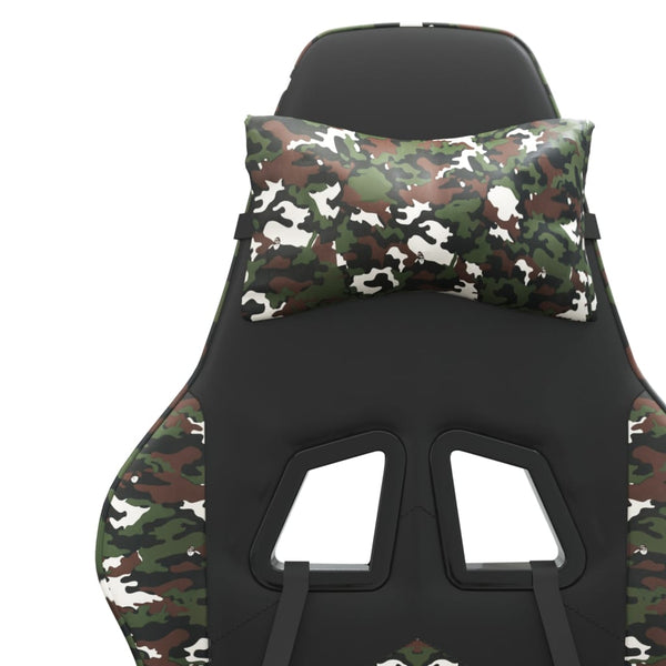 Gaming-Stuhl mit Fußstütze Schwarz und Tarnfarben Kunstleder