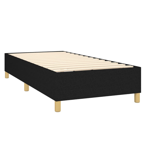 vidaXL Cadre de lit avec sommier tapissier Noir 90x190 cm Tissu