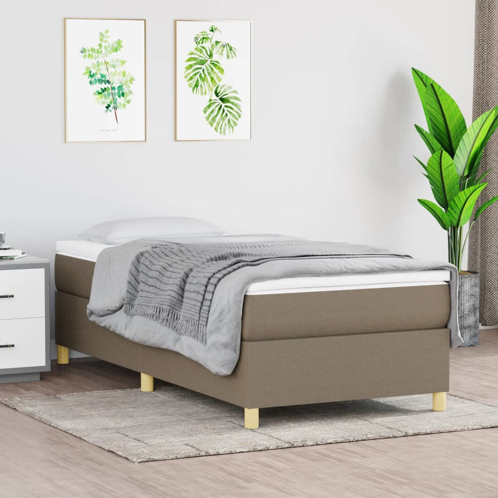 vidaXL Cadre de lit double rembourré en tissu taupe 90x200 cm