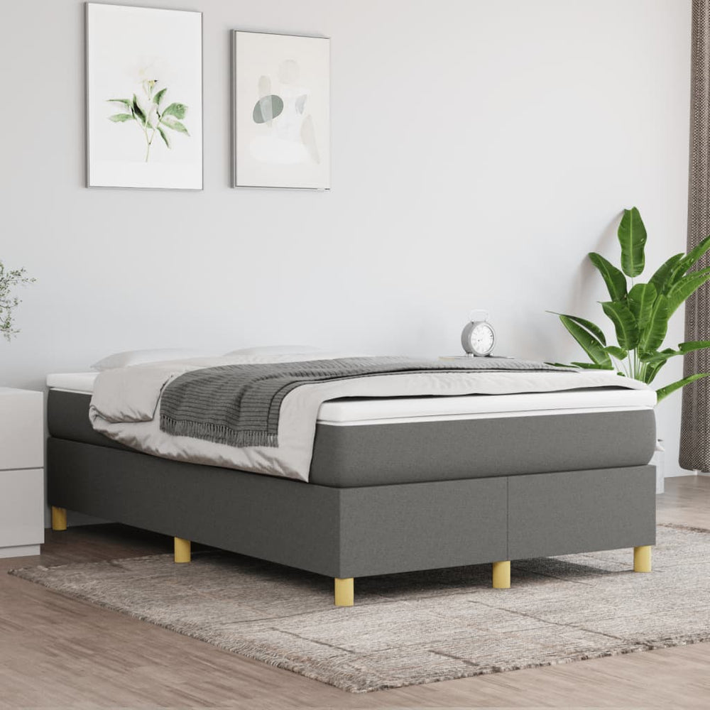 vidaXL Cadre de lit avec sommier tapissier Tissu Gris foncé 120 x 200 cm