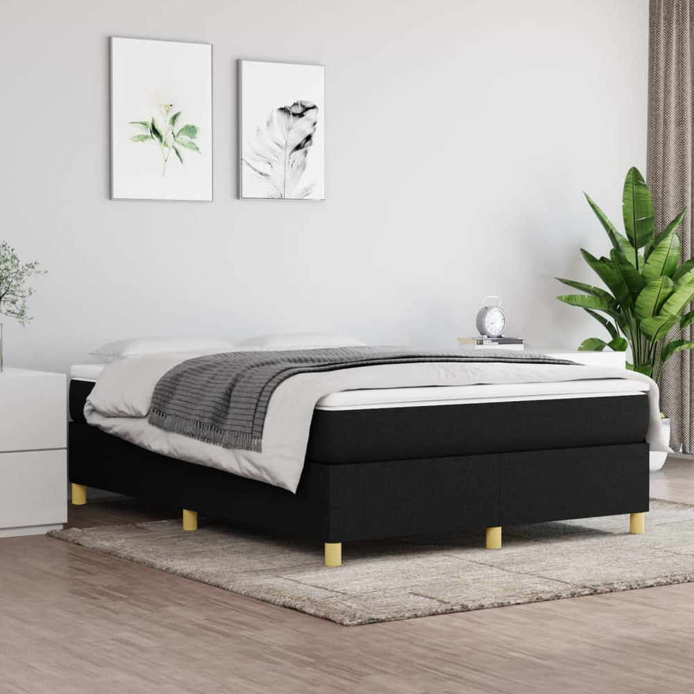 vidaXL Cadre de lit double rembourré en tissu noir 140x190 cm