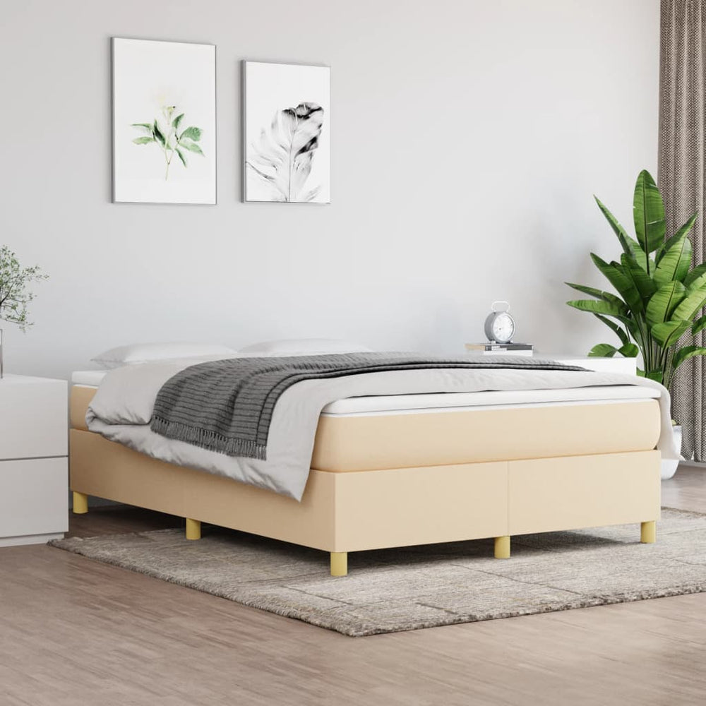 vidaXL Cadre de lit sommier tapissier crème 140x190 cm tissu