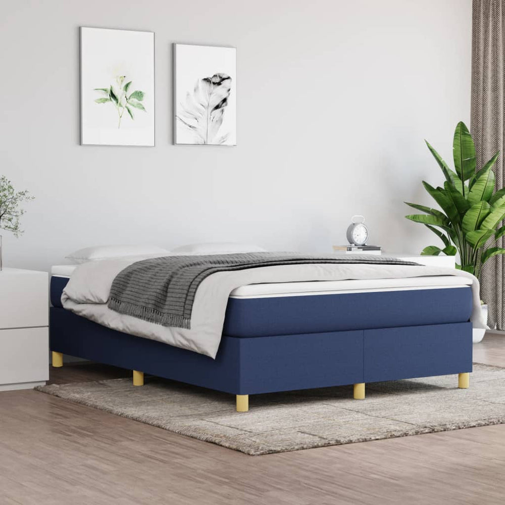 vidaXL Cadre de lit double rembourré bleu 140x200 cm tissu