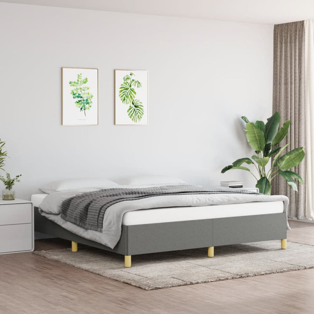 vidaXL Cadre de lit double rembourré gris foncé 160x200 cm Tissu