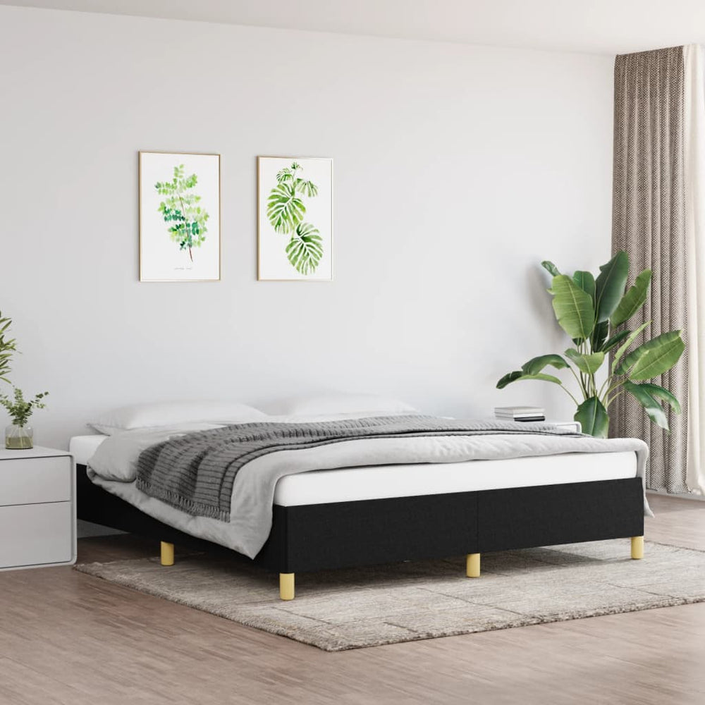 vidaXL Cadre de lit coffre à ressorts noir 160x200 cm Tissu