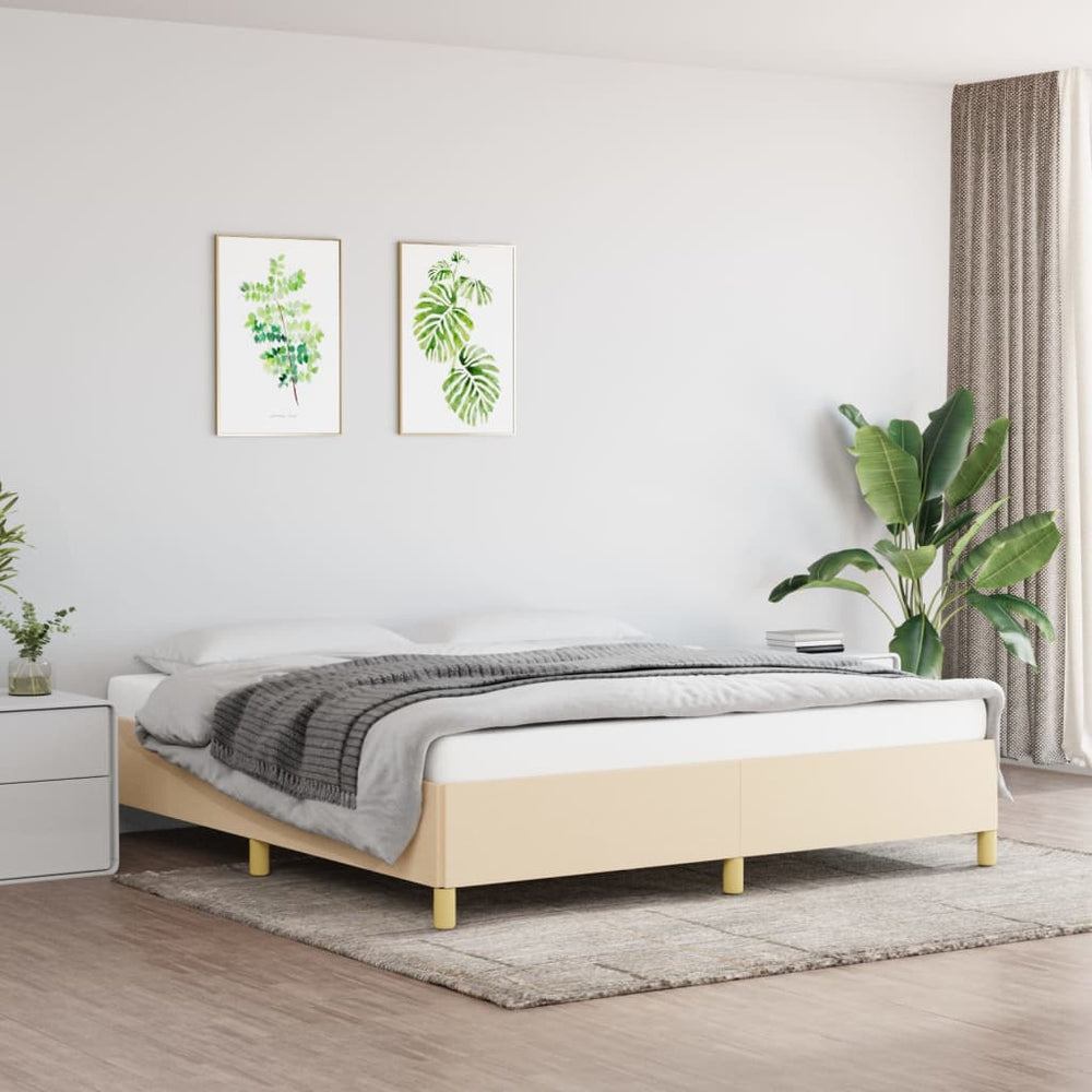 vidaXL Cadre de lit double Crème 160x200 cm Tissu