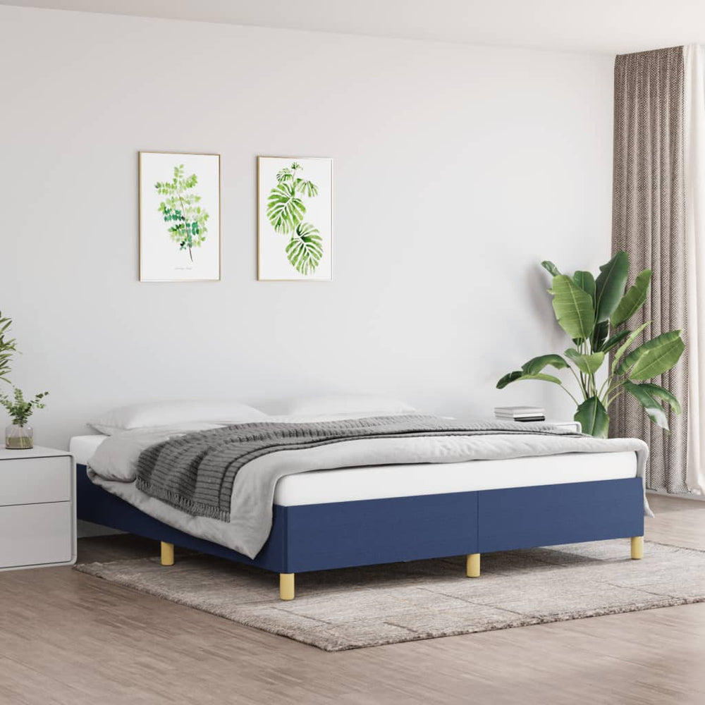 vidaXL Cadre de lit double rembourré bleu 160 x 200 cm en tissu