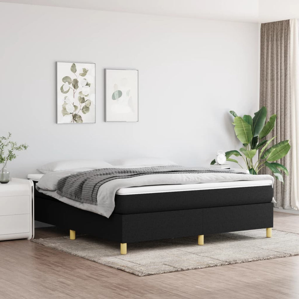 vidaXL Cadre de lit double rembourré Noir 180x200 cm Tissu